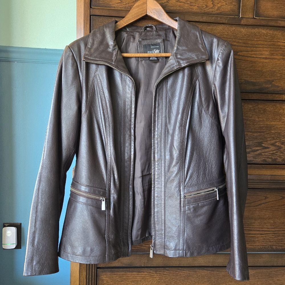 East 5th Genuine Leather Jacket Brown Large